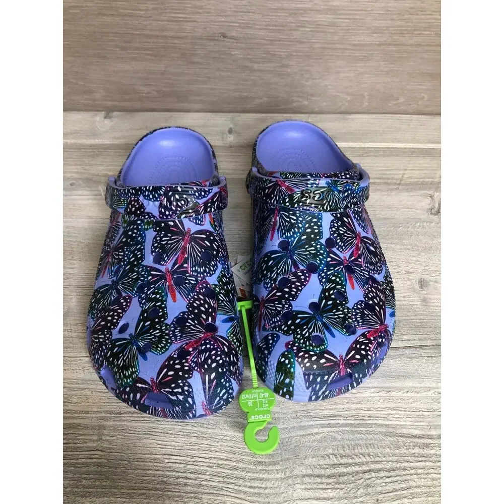 Crocs Classic Butterfly Purple Clog Men's Size 12 208257-5Q7 NWT